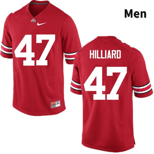 Men's Ohio State Buckeyes #47 Justin Hilliard Red Game College Stitched Football Jersey 23RU042BN